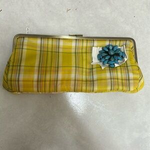 Jay Crew yellow and green clutch pocket book with beautiful flower